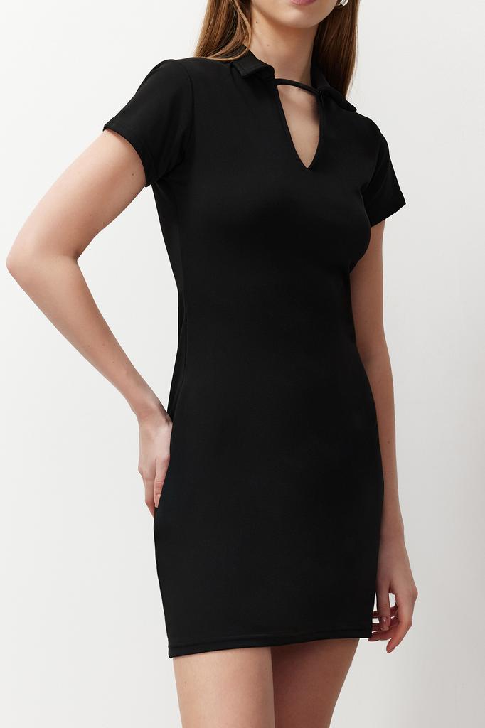 Женское платье, модное черное обычное трикотажное платье нового сезона