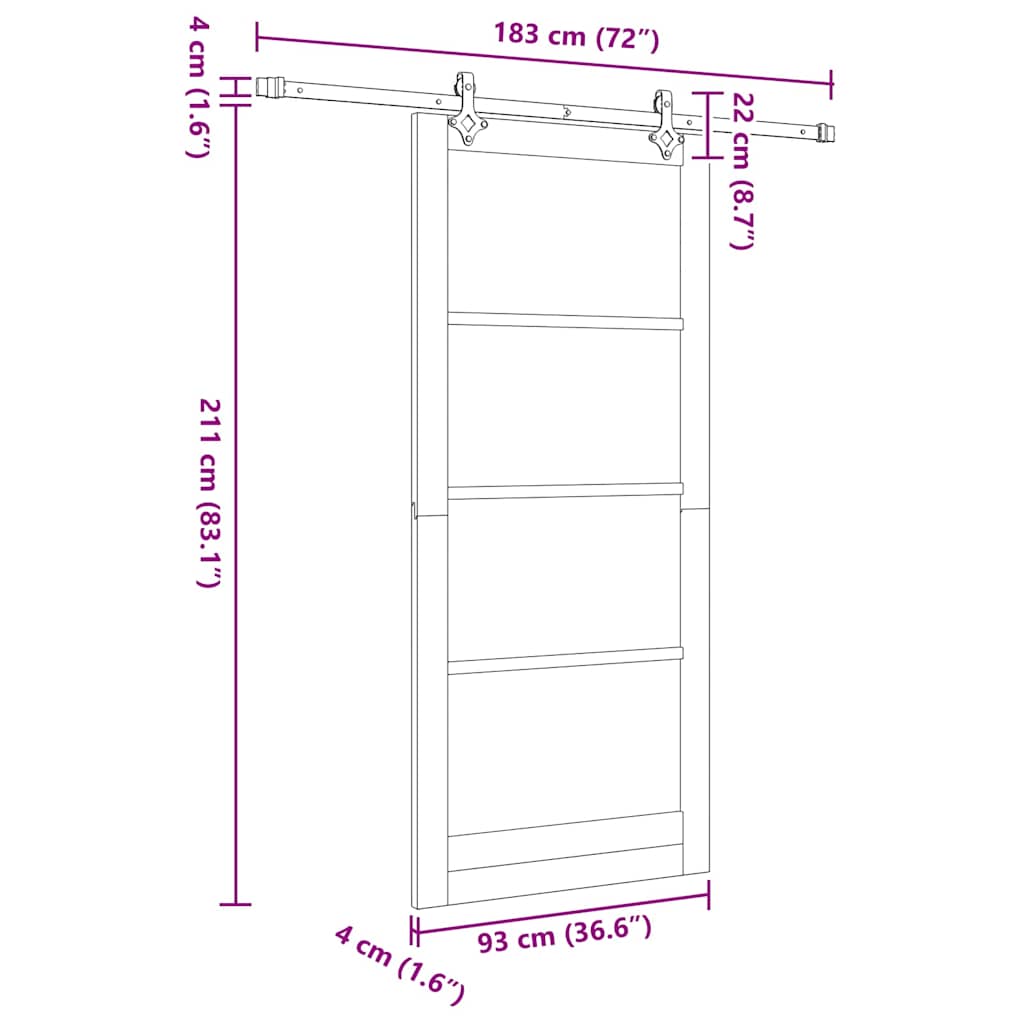 Sliding Door Natural 93 x 211 cm Solid Pine Wood and Glass