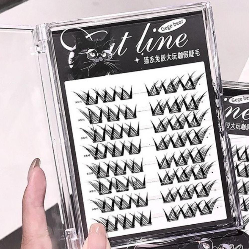 Тонкие самоклеящиеся пучки ресниц своими руками пучки накладных ресниц симпатичные бесклеевые накладные ресницы макияж