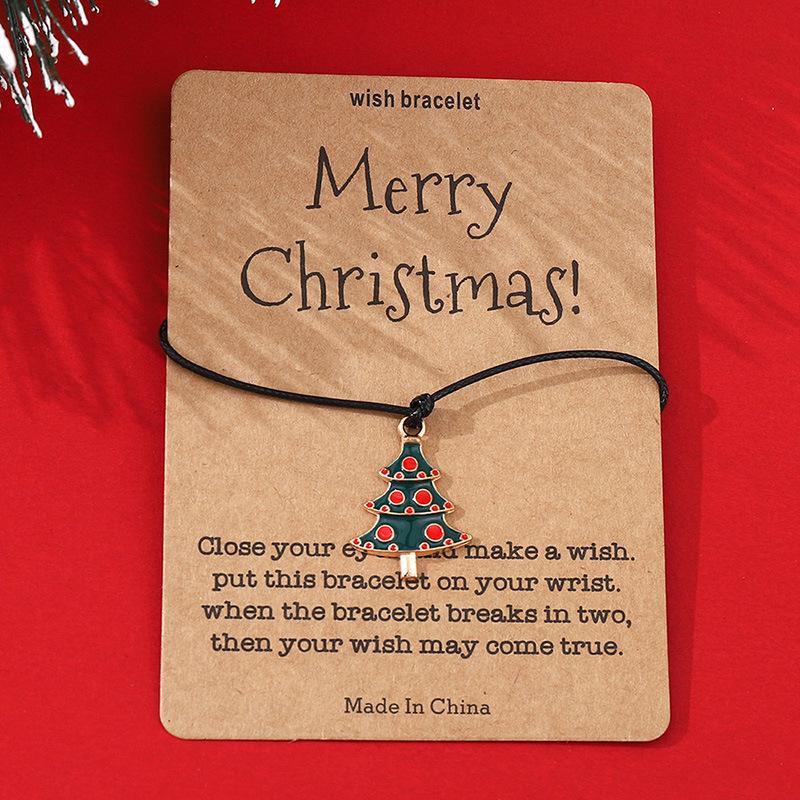 Модный рождественский браслет-открытка - Персонализированная черная веревка с креативным дизайном символа