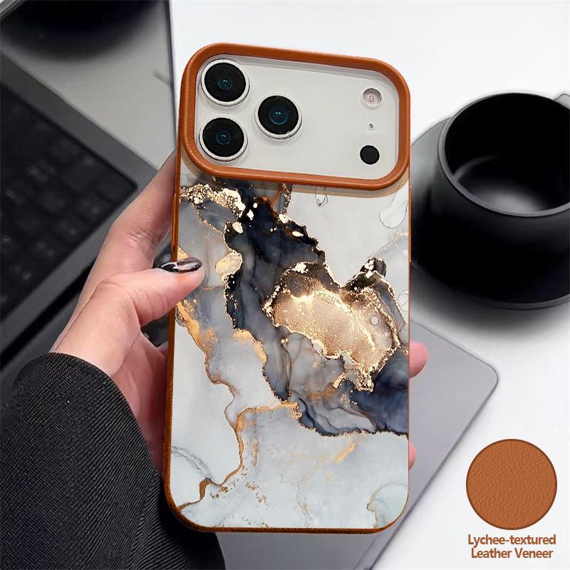 Ретро Чехол с Мраморным Рисунком для iPhone 17 18 Pro Max Силиконовый Чехол с Текстурой Кожи для iPhone 16 15 14 13 Pro Max 16E 17E
