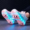 ДЕТСКАЯ четырехколесная зарядная обувь на плоской подошве, обувь со светодиодной лампой, обувь для бегунов, спортивная обувь для катания на роликовых коньках, коньки для девочек