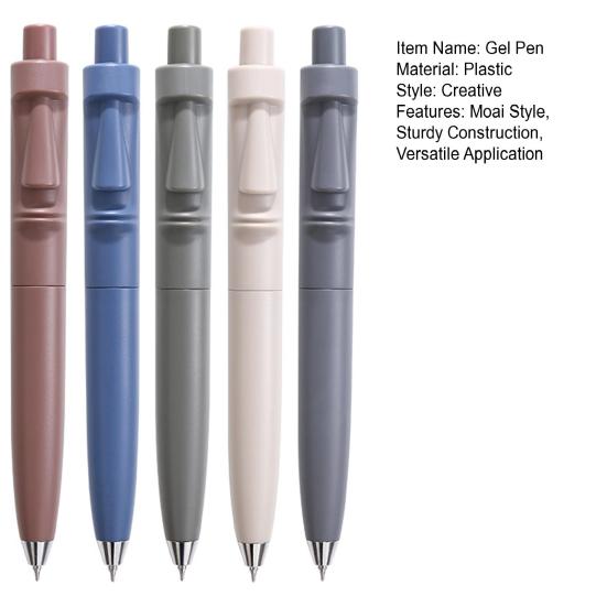 5 шт. гелевых ручек Moai Style Smooth Roller Ink Letter Pens 0,5 мм Тонкий кончик Эргономичный дизайн Удобная ручка Ручки для подписи
