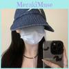 Denim Women Fashion Embroidered Bow Pattern Wide Brim Fisherman Hat Sunshade