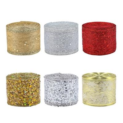 2M Элегантная Рождественская Лента Блестящая Сетка Свадебная Декоративная Лента Свадебное Украшение