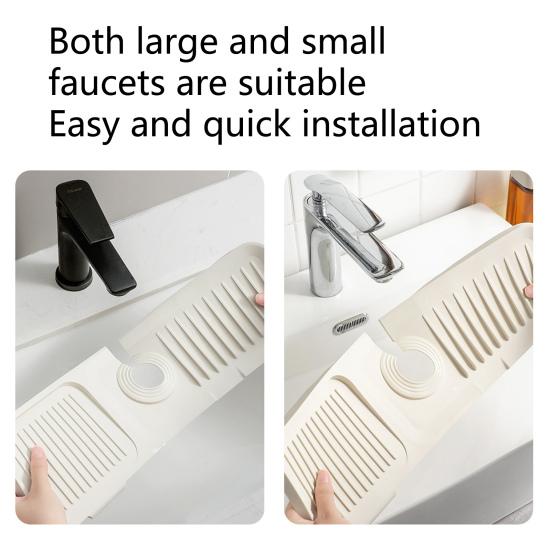 Silicone Faucet Drain Mat Kitchen Sink Splash Guard Multifunctional Fast Drying Faucet Drip Catcher Mat for Bathroom Washing Table Kitchen Countertop