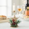 New Year Table Ornaments Christmas Snowflake Star Iron Candlestick Christmas Golden Candle Holder
