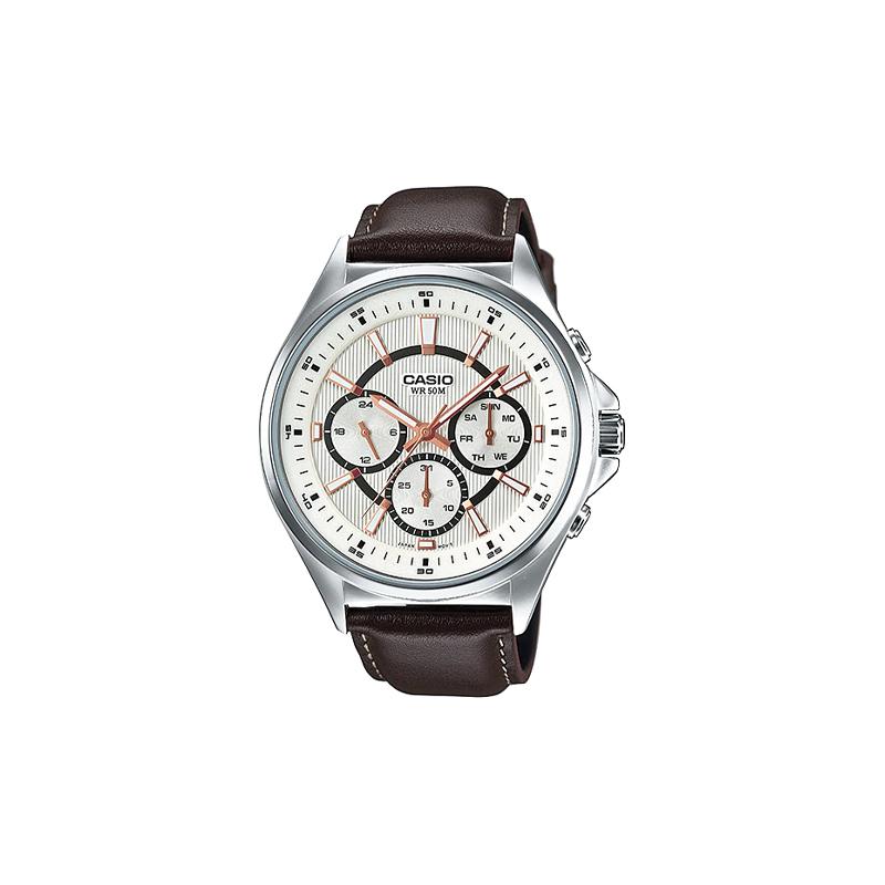 Casio Серия STANDARD Серия DRESS Водонепроницаемые Деловые Кварцевый Механизм Кожаный Ремешок Японские и Корейские Часы Мужские;s Часы Белые MTP-E303L-7AVDF
