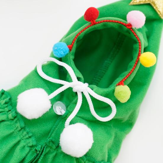 Рождественский наряд для питомца, красно-зеленый плащ для питомца со звездой и помпонами, щенок