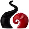 Home Decor Happy Charm Elephant Couple | Piano Finish Ceramic Figures (Set of 2 Piece, Red & Black)