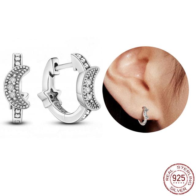 Серьги из стерлингового серебра 925 пробы, настоящее большое сердце, циркон, круглые серьги-кольца для женщин, модные серебряные серьги, ювелирные изделия, подарок