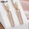 Kinel Rose Gold Color Long Dangle Earrings For Women Shiny Zircon Luxury Jewelry Cube Geometry Earrings