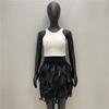 Фестивальная юбка из искусственных перьев, панк-готический стиль, вышитый вручную дизайн, сценическое представление, готическая мини-юбка в стиле панк