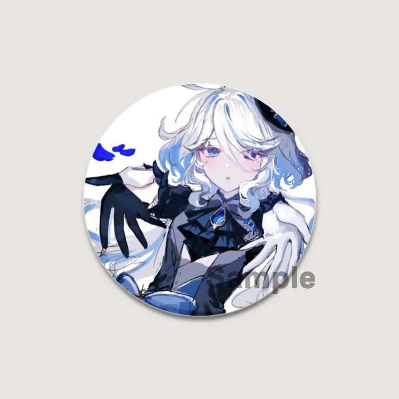 32/44/58mm Anime Genshin Impact Pins Cute Cartoon Furina Badge Handmade Tinplate Brooches Breastpin for Backpack Clothes Gift Accessorys