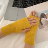 1 Pair Fall Winter Gloves Half-finger Cover Knitted High Elasticity Non-slip Student Writing