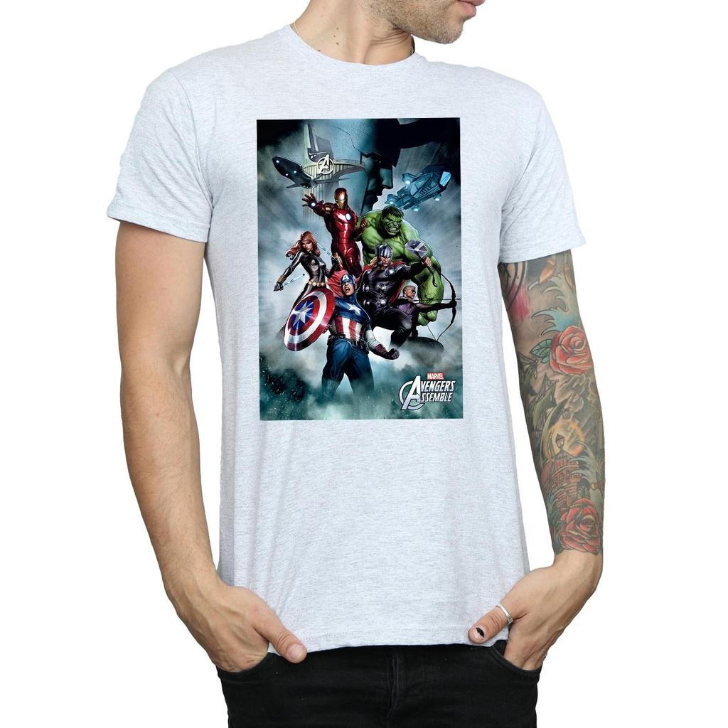 Marvel Mens Avengers Assemble Team Montage T-Shirt