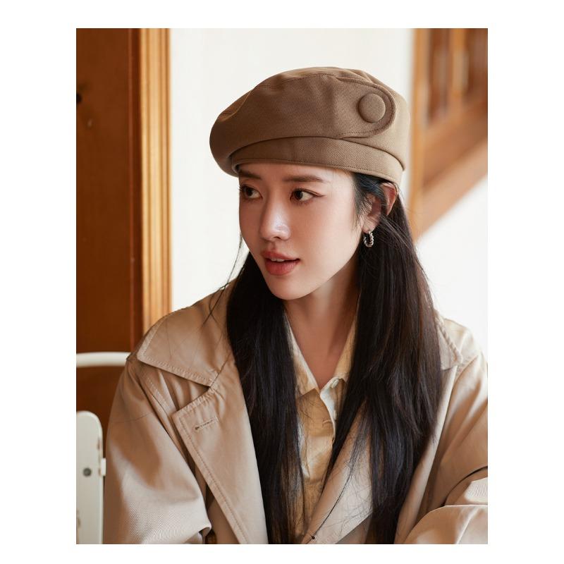 Осенне-зимняя новая шляпа, женский берет на пуговицах, осенне-зимняя шляпа художника, художественная ретро-шляпа Bud