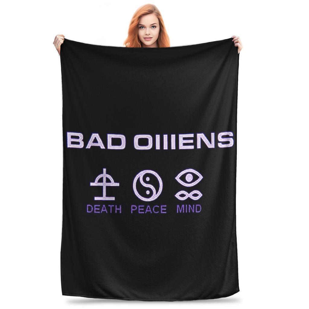 Логотип Bad Omens Мерч в стиле Metalcore Черный Металлический Плед Фланелевый Плед для Дивана Постельного Белья Путешествий Покрывало