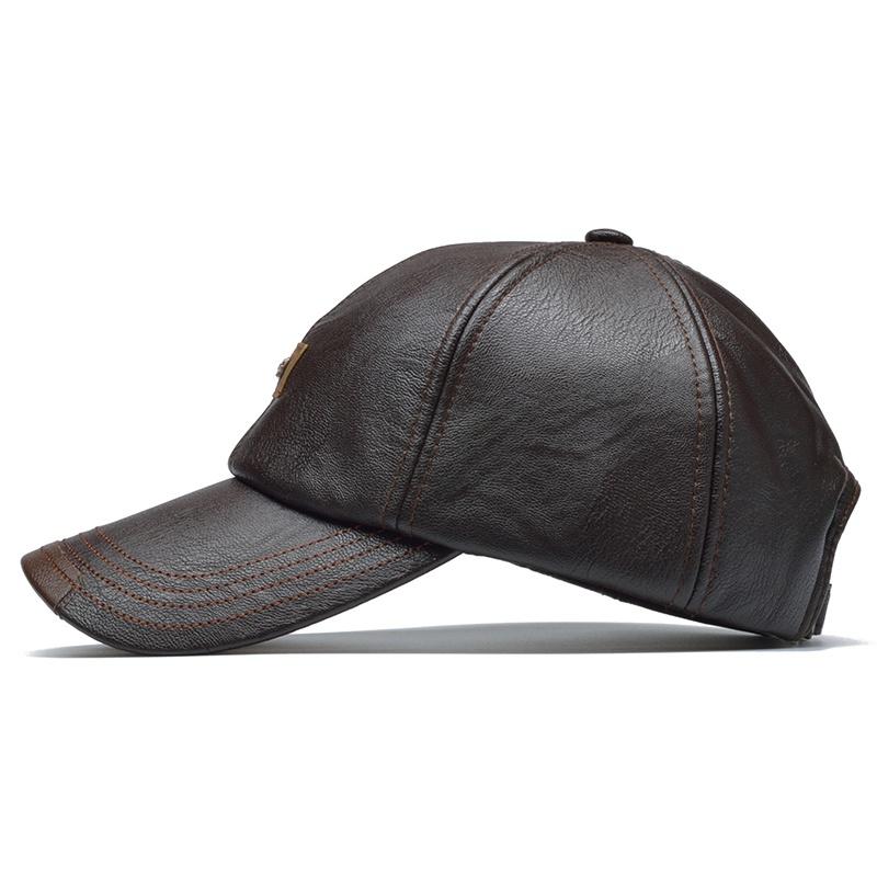 High Quality Baseball Cap Casual Fashion Hat Autumn and Winter Warm Caps PU Leather Hats for Men
