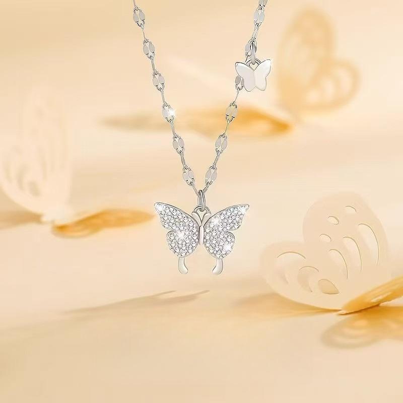 Butterfly necklace women's light luxury niche animal design collarbone chain girlfriend Valentine's Day gift pendant wholesale