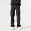 Men's Black Casual Straight Overalls: Windproof Outdoor & Hiking Pants for Spring and Autumn Sports