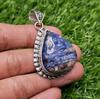 Natural Sodalite Pendant 925 Sterling Silver Pendant Pear Shape Gemstone Pendant Gift for Her