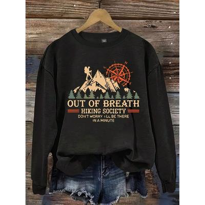 Женские повседневные мягкие пуловеры с принтом Hiking Society, модные теплые топы, одежда, свободные флисовые худи с круглым вырезом для женщин
