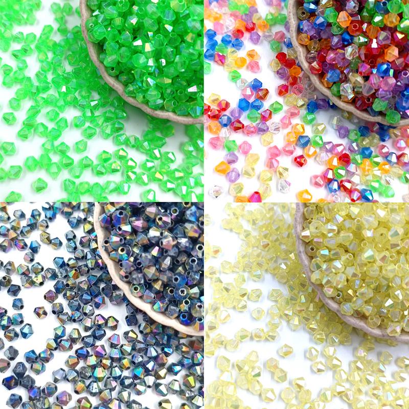 Материал браслет из бисера 300 шт. 4 мм 4 мм новые аксессуары из бисера своими руками алмазные бусины плетеное кольцо прозрачное ожерелье акриловые заостренные бусины поставка