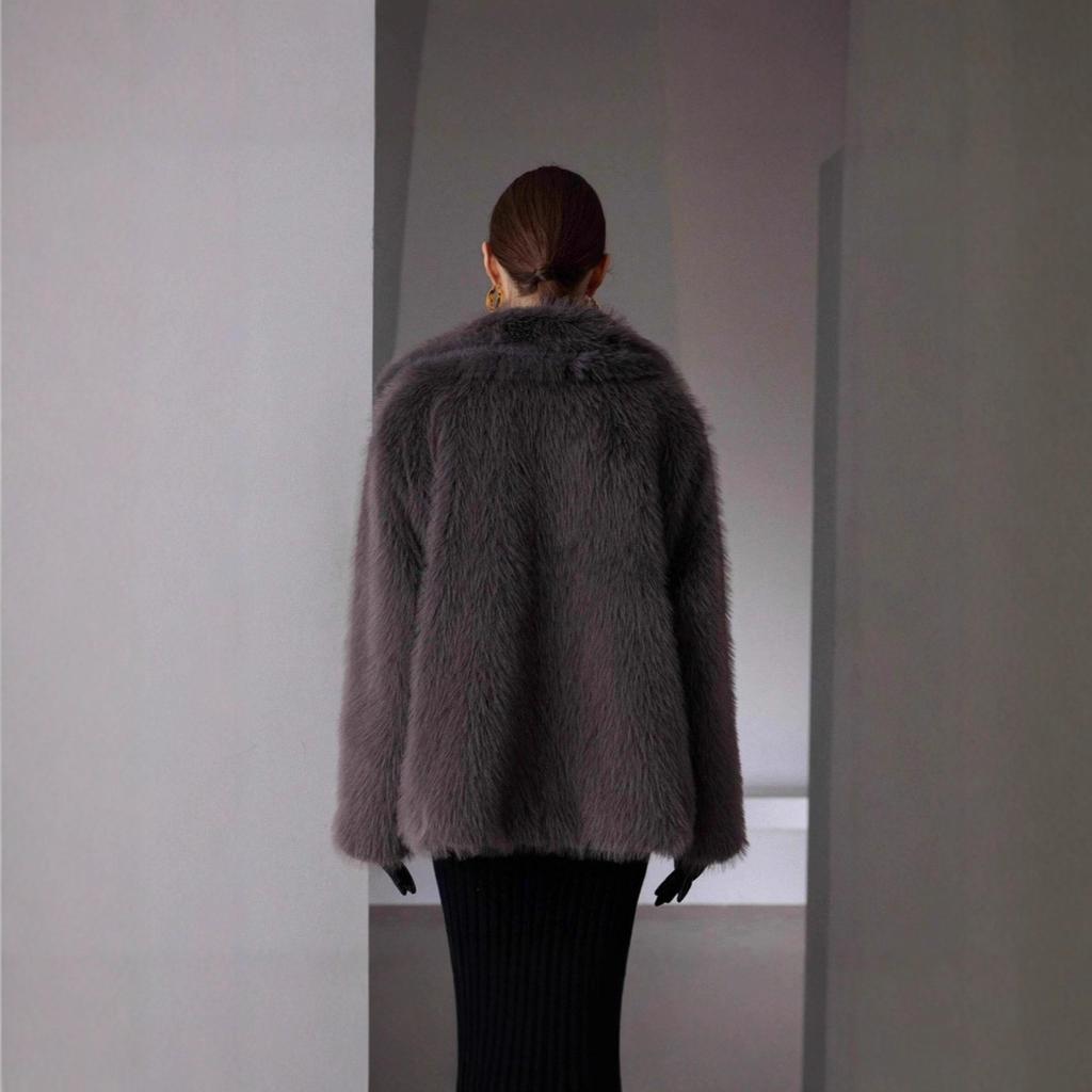 Autumn and Winter Women's Clothing Solid Color Faux Fur Jacket Women's Coat