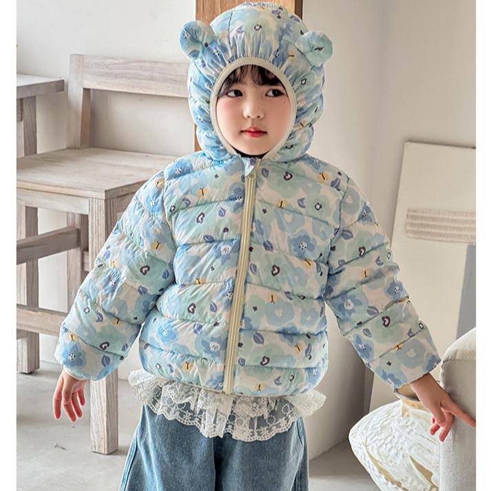 Зарубежный стиль зимняя детская куртка для девочки укороченная утолщенная на хлопковой подкладке Теплая хлопковая одежда для девочек детские осенние пальто с принтом тай-дай розового цвета