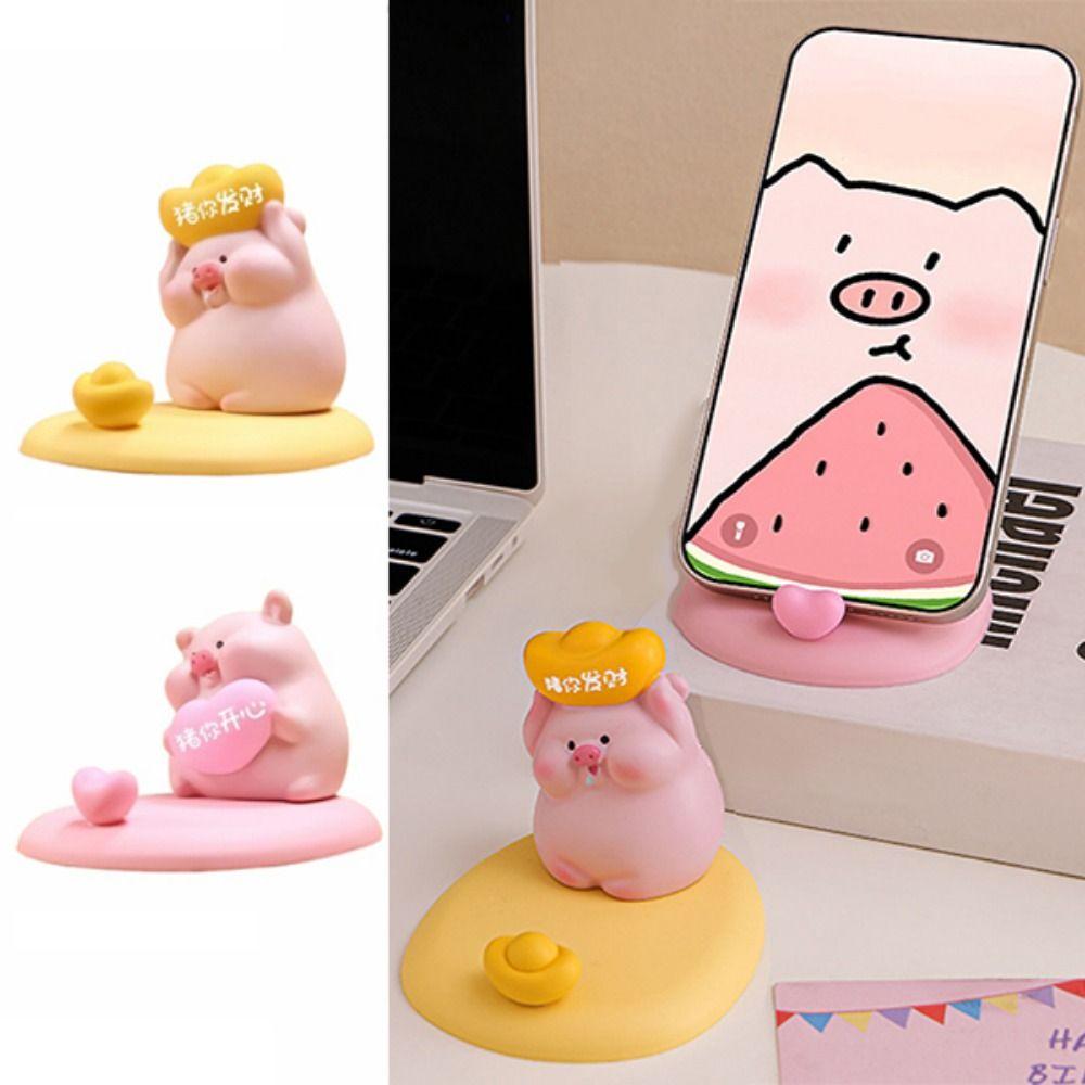 Прекрасная мультяшная подставка для телефона в виде свиньи, креативная милая подставка для телефона в виде свиньи, кронштейн для мобильного телефона, украшение для автомобиля