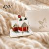 Collectible Snow House Keepsake Christmas Enamel Jewelry Box with Magnetic, Vintage Decorative Winter Themed Holder, Rhinestones Decor Alloy Ornament