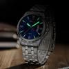 Мужские водонепроницаемые светящиеся наручные часы из нержавеющей стали с простым календарем, кварцевые часы, мужские модные деловые часы