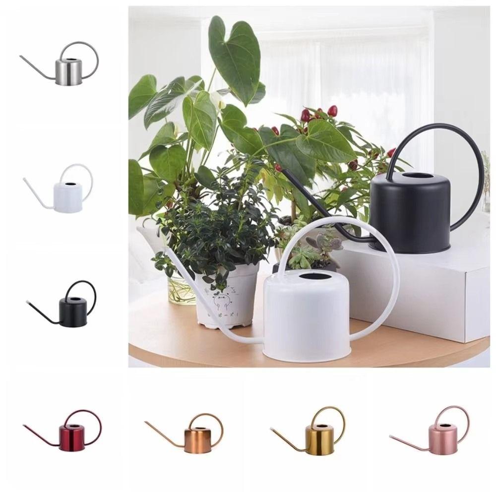 u Retro 1.3L Plant Sprinkler Kettle Stainless Steel Long Spout Watering Pot Leakproof Large Capacity Watering Can Garden Tool