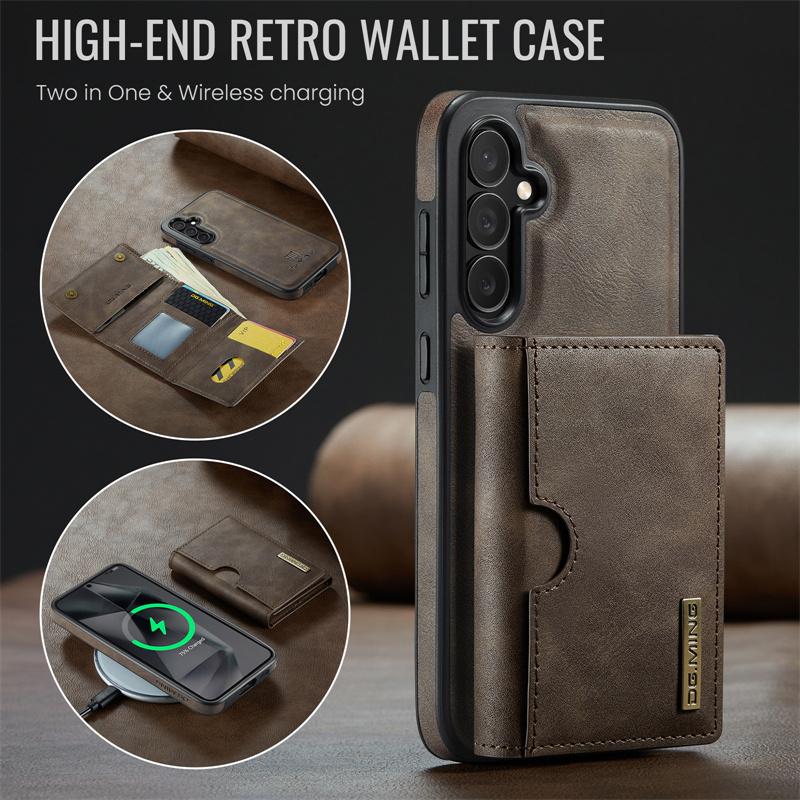 Магнитный отстегивающийся чехол-книжка из кожи 2 в 1 для Samsung Galaxy S25 FE S25 Edge S24 Plus S23 S22 S21 Ultra, кошелек, карман для карт, задняя крышка, коке