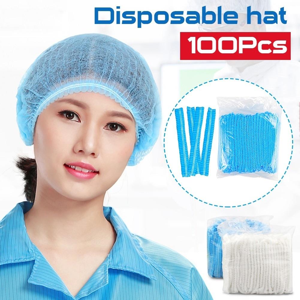 L100pcs/set Disposable Bouffant Caps Dust-proof Non-Woven Hair Spun Hair Head Cover Health Care Acce