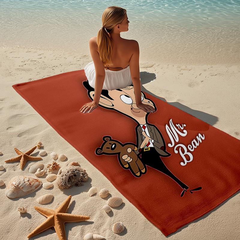 proof beach towel with a Mr. Bean2 pattern - soft,absorbent,quick-drying,machine washable - perfect for swimming,camping,bathing