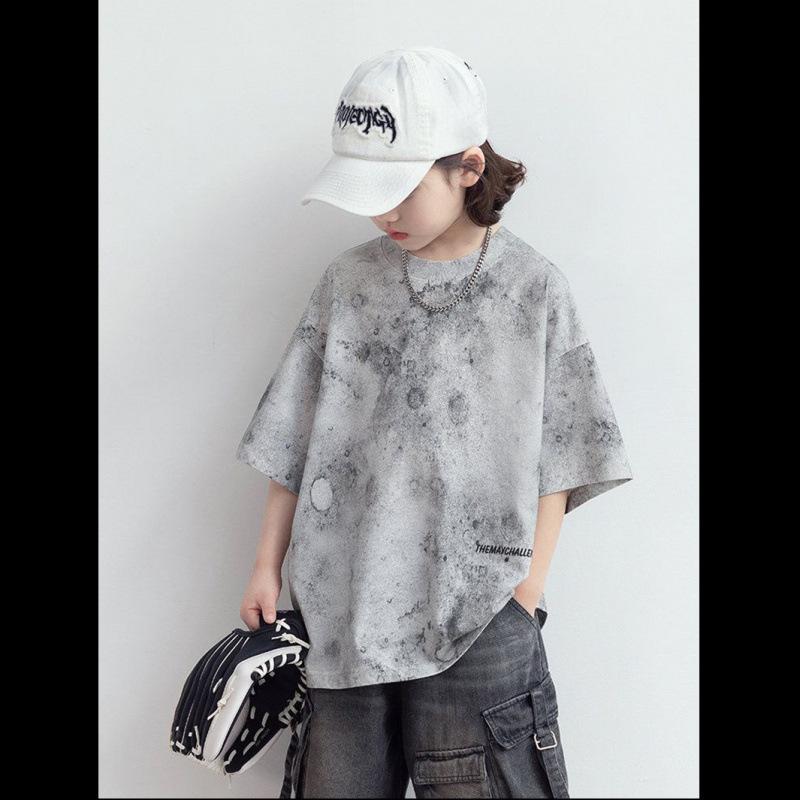 Kids Summer Tie Dye T Shirt Boys Girls Fashion Round Neck Short Sleeve Top Breathable Trendy Tee for Big Children
