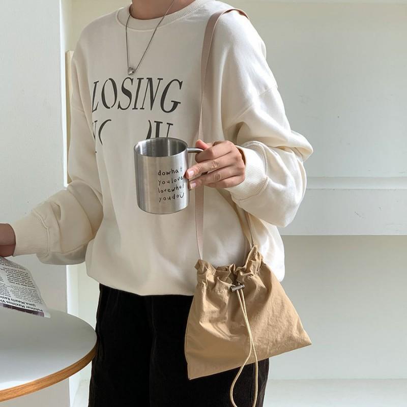 Korean Style Ins Personalized Casual Drawstring Nylon Cross-body Small Bag Women's All-matching Simple Lightweight Mini One-shoulder Cloth