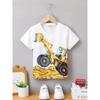 Детская футболка Детская одежда Футболки с рисунком экскаватора Футболки с коротким рукавом Летняя одежда для мальчиков Одежда с круглым вырезом для малышей