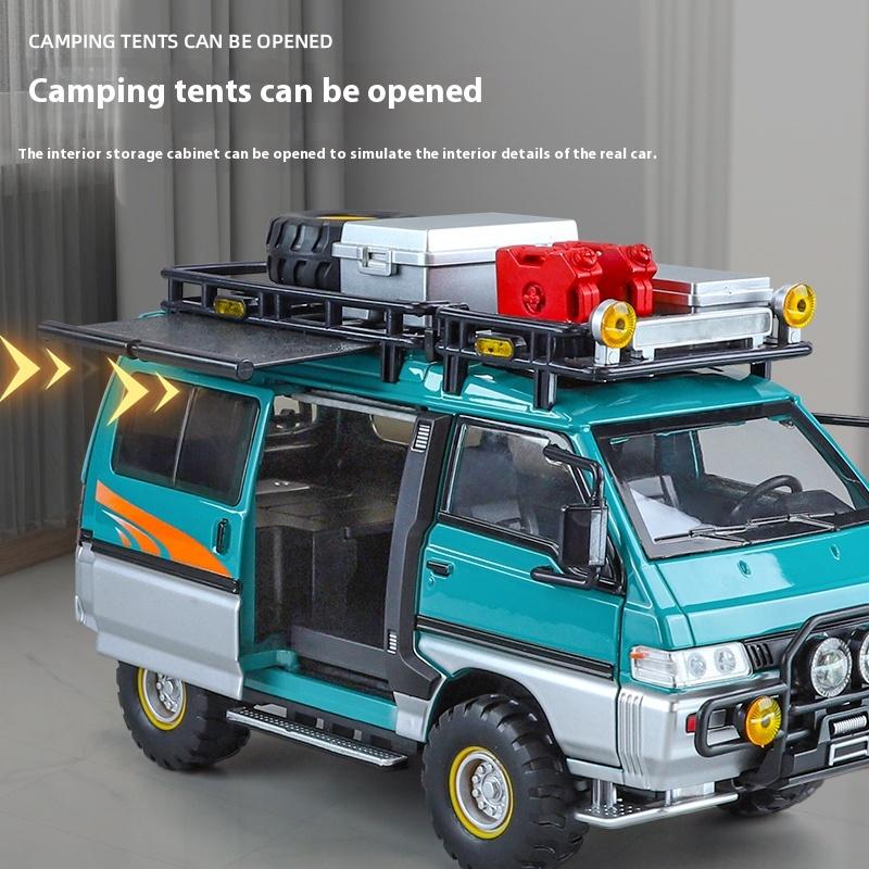 1:24 Mitsubishi Delica Off Road MPV Alloy Diecast Model Sound and Light Toy Home Trendy Display Ornament Kids Toys Gift for Boys