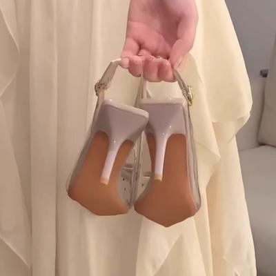 Остроносые босоножки на высоком каблуке, маленькая сетка, нежный сказочный стиль, туфли-лодочки на высоком каблуке, лето 2025