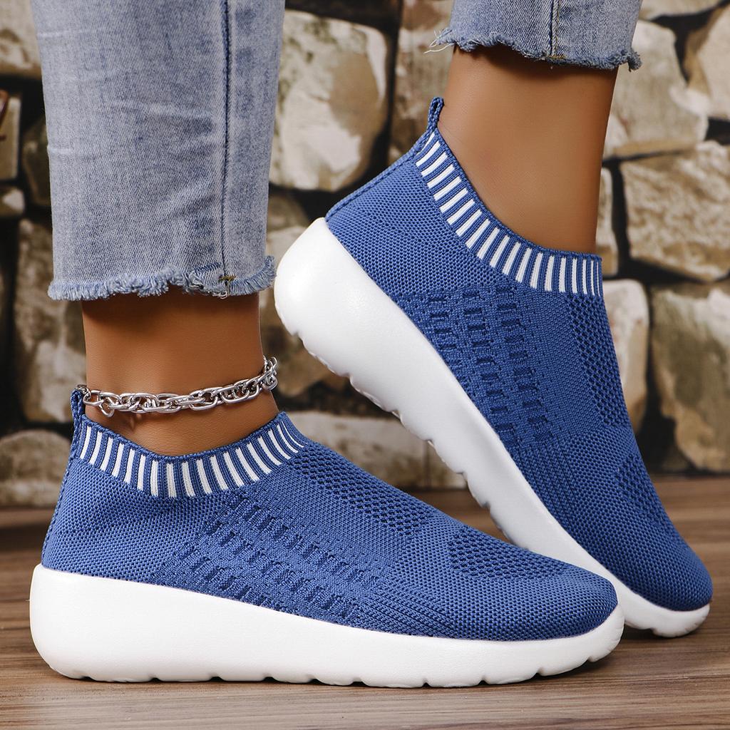 Модные сетчатые дышащие вязаные кроссовки женские легкие нескользящие женские кроссовки для бега большого размера 43 на танкетке повседневные туфли для женщин