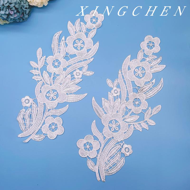 Pair Flower Children'S Clothing Water-Soluble Lace Floral Dance Dress Wedding Dress Wedding Shoes Clothing Accessories Hollow Embroidery Applique