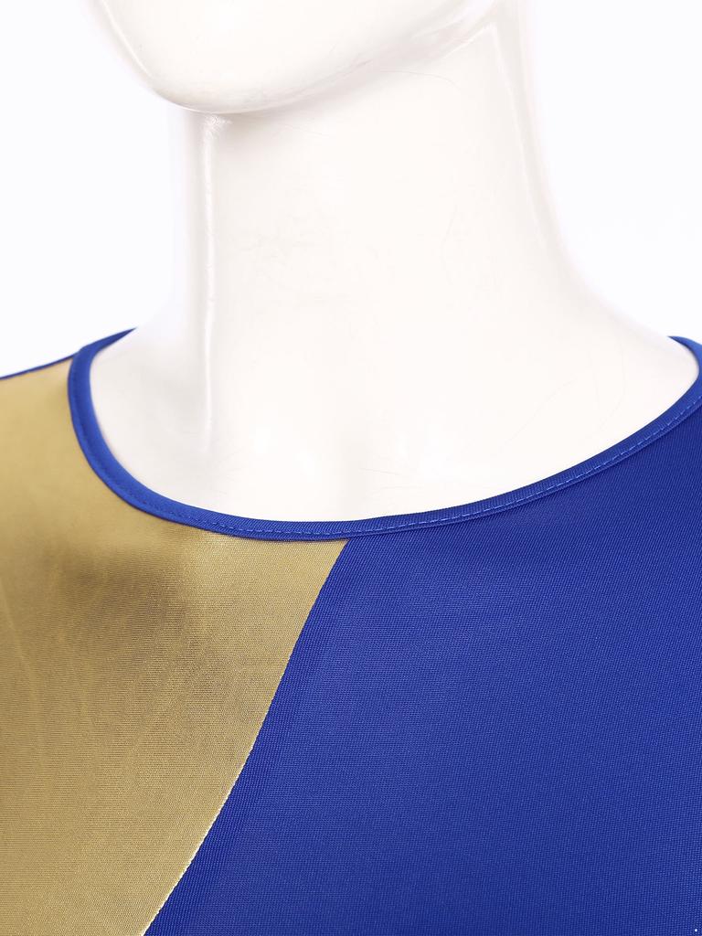 Женское платье для танца поклонения, металлик, цветной блок, длинный рукав, асимметричный подол, литургический костюм для выступления в церкви