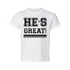 Unisex Christian Graphic T Shirt With Hes Great Exclamation And Bold Stripes Und