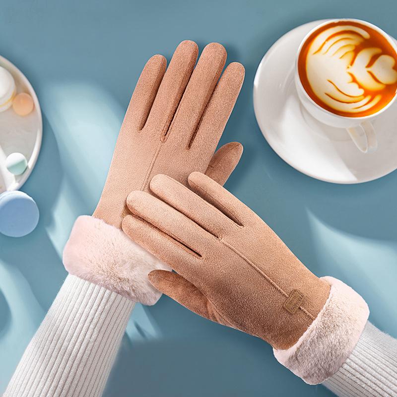 Женские модные теплые перчатки для верховой езды, вождения, милые флисовые варежки с бантом для женщин в холодную погоду