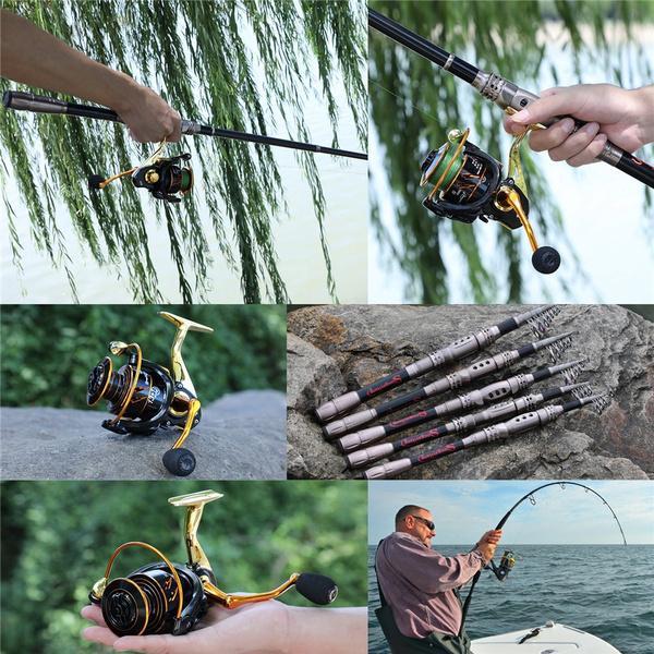 Набор удочек и катушек Sougayilang, портативная телескопическая удочка длиной 1,8-3,0 м с комплектом рыболовных катушек 12 + 1BB для пресноводной рыбалки