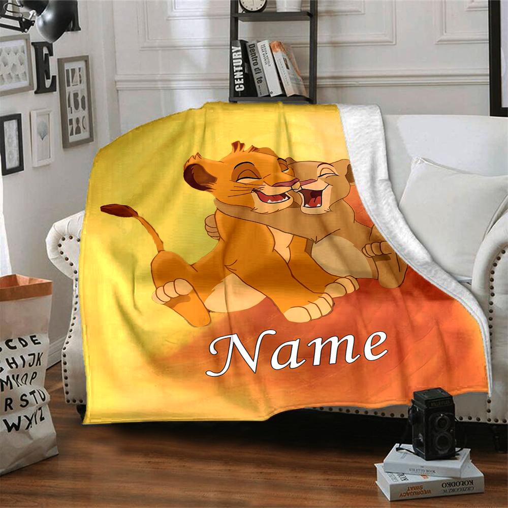 Custom Name Lion Sunset Majesty Party Blanket For Couch Bed Plush Cozy Fuzzy Blanket Super Soft Warm Blankets For Fall And Winter 0916271