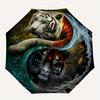 1pc The Dual Nature of Tigers in Water and Fire Pattern Automatic Umbrella is Fashionable and Good-Looking,  Suitable for Travel and Daily UseW089